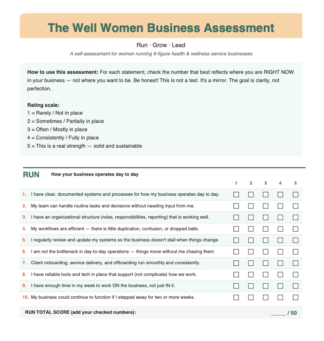 Well Women Business Assessment