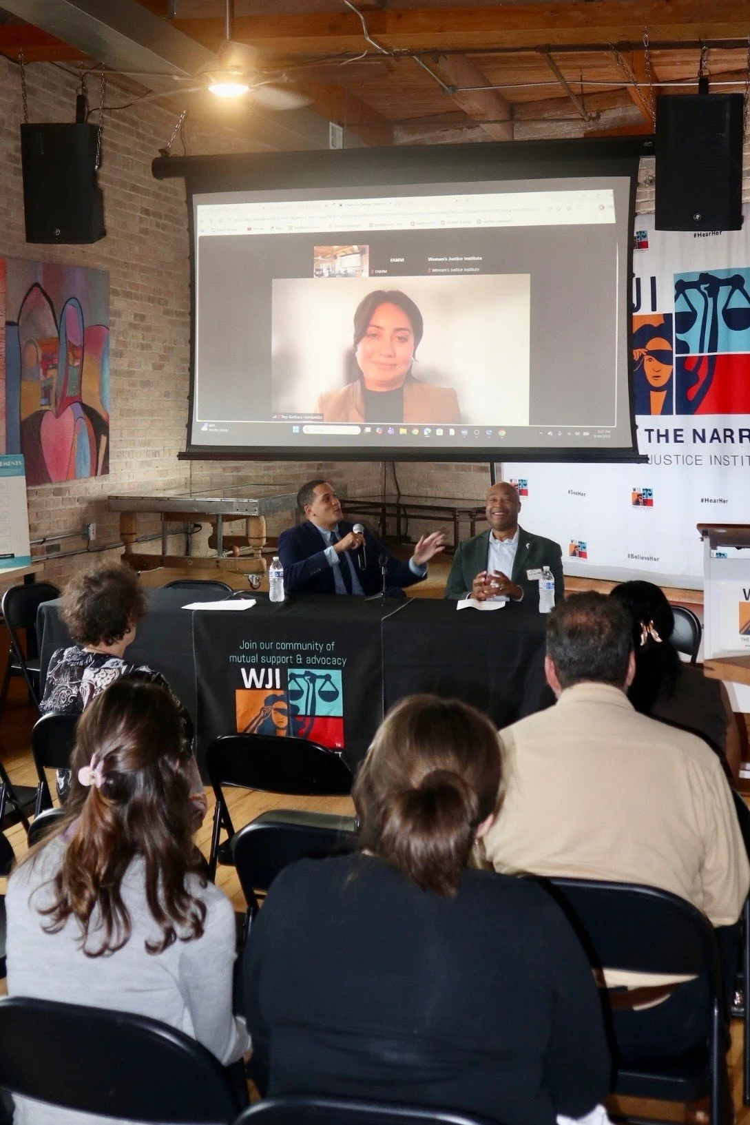 Senator Robert Peters and Representatives Barbara Hernandez and Justice Slaughter spoke about the need to restore sentencing credits for people serving long sentences in Illinois.