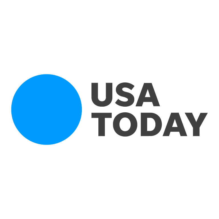 Logo of USA Today with a large blue circle and the words 'USA TODAY' in bold black text.