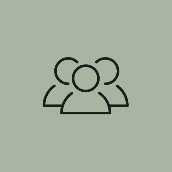 Icon of three people representing a group or team.