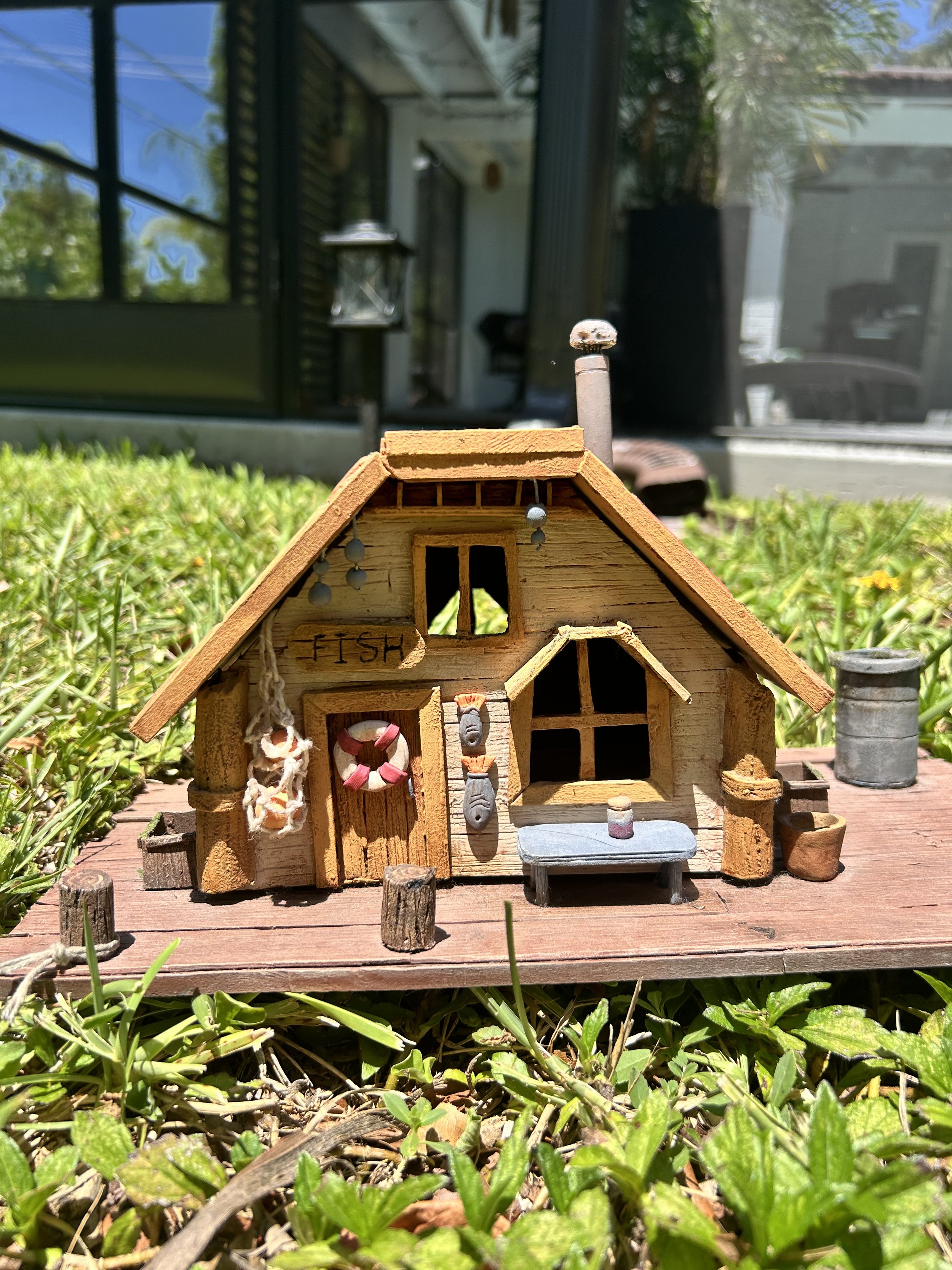 Diorama depicting Willy's Fishing Hut in the video game ‘Stardew Valley’. (2024)

Mixed Media: wood, paint, foam, modeling paste, oven-bake clay, acrylic paint. 