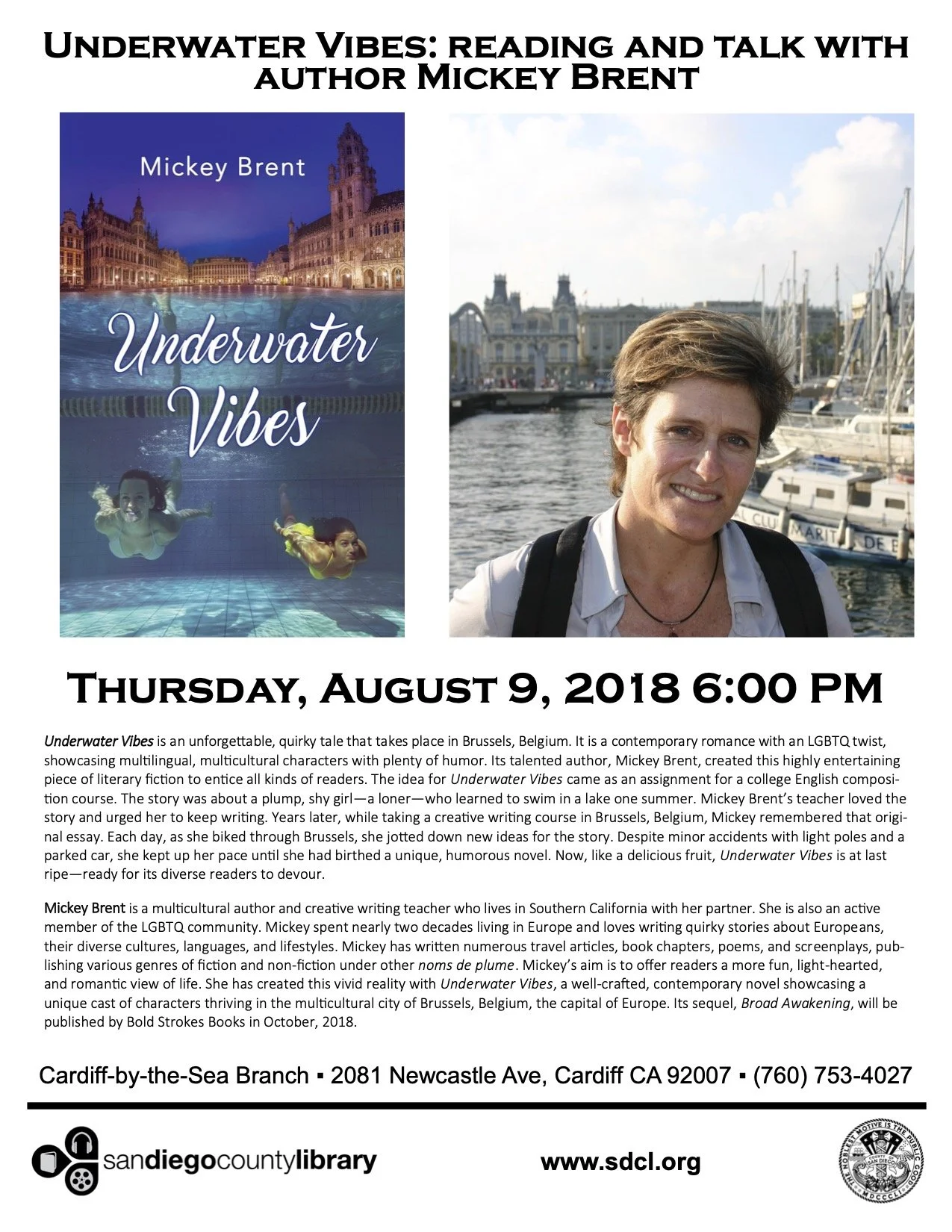 Book Presentation on August 9 at the Cardiff-by-the-Sea Library, CA