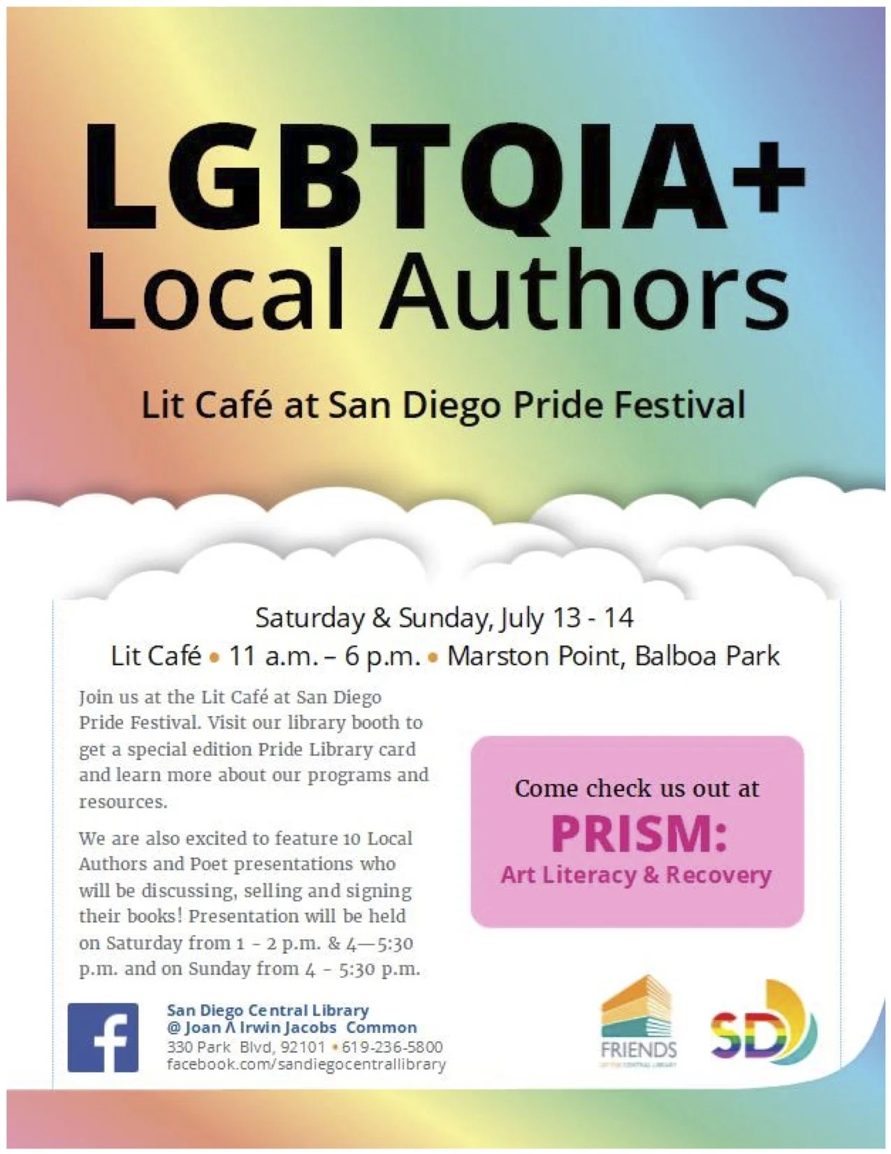 On stage at Lit Café @ San Diego Pride Festival, July 14th