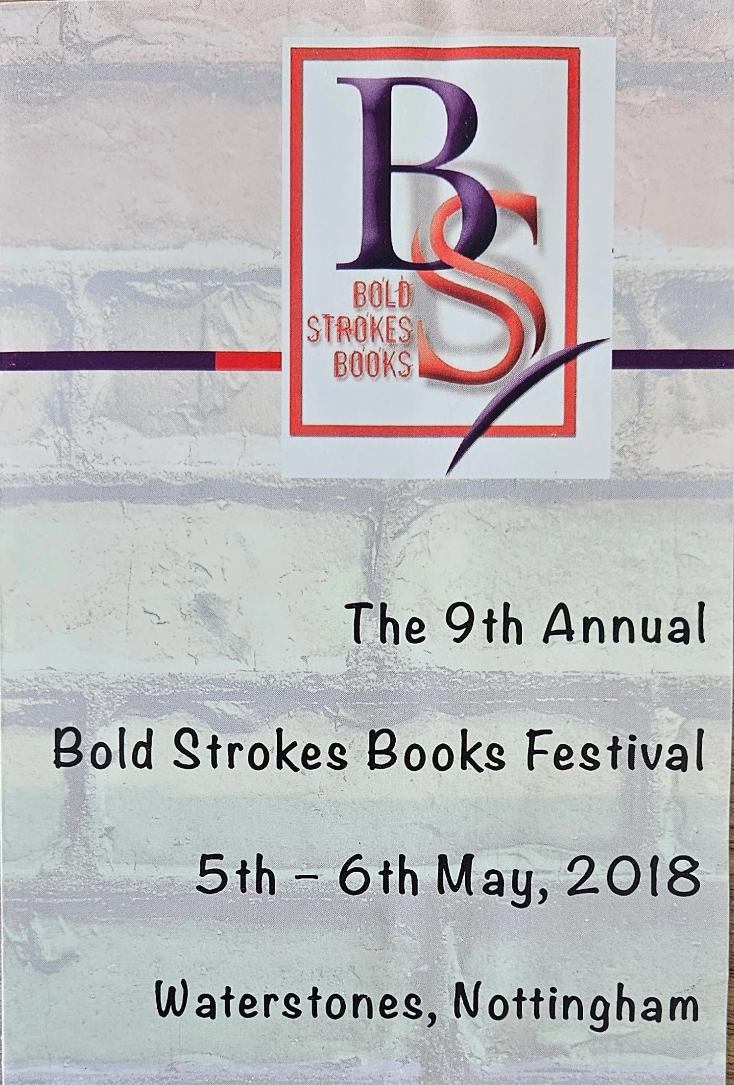 9th Annual Bold Strokes Books Festival, Waterstones, Nottingham, UK, May 5 &amp; 6, 2018 