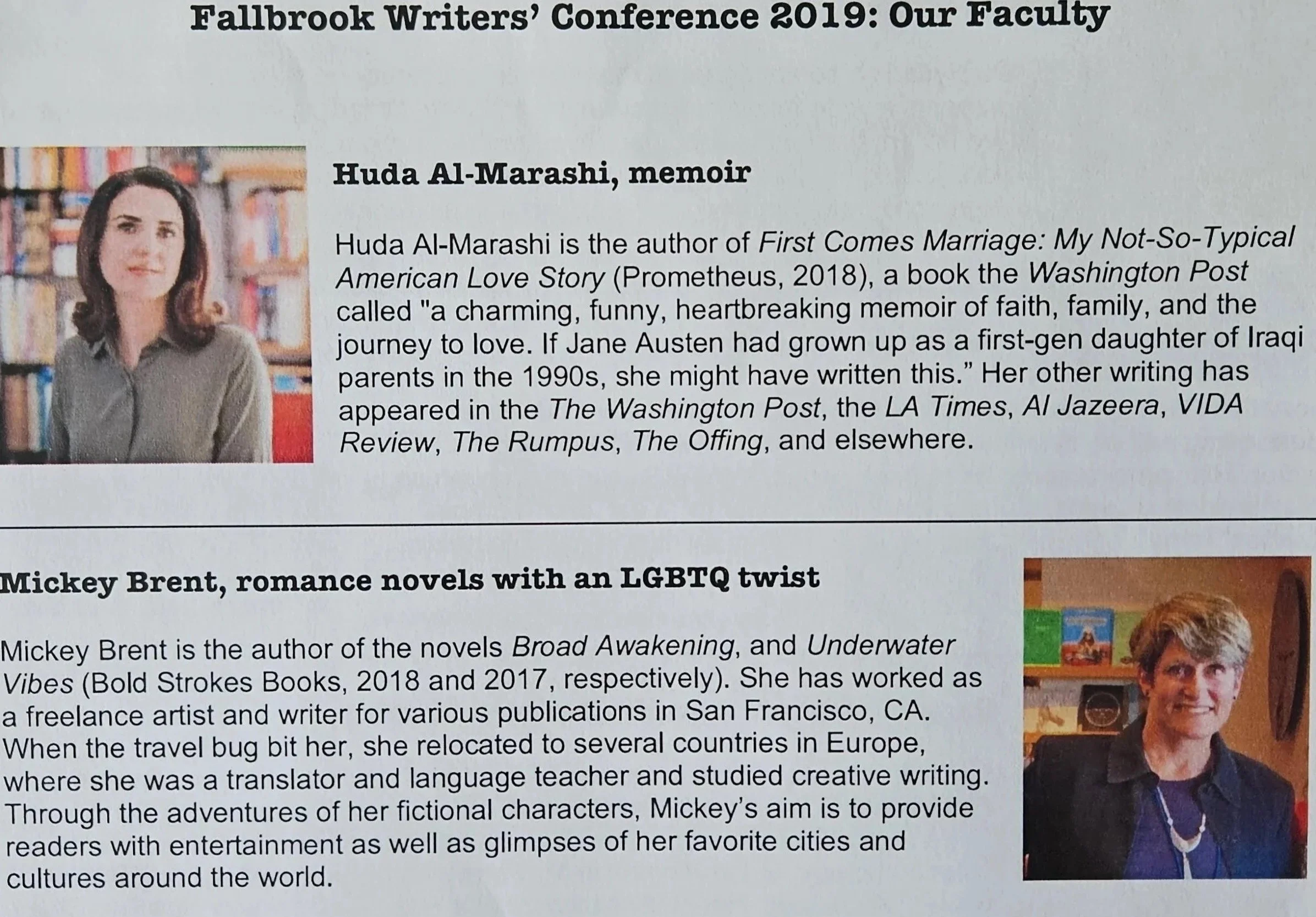 2019 Fallbrook Writers' Conference,September 15th