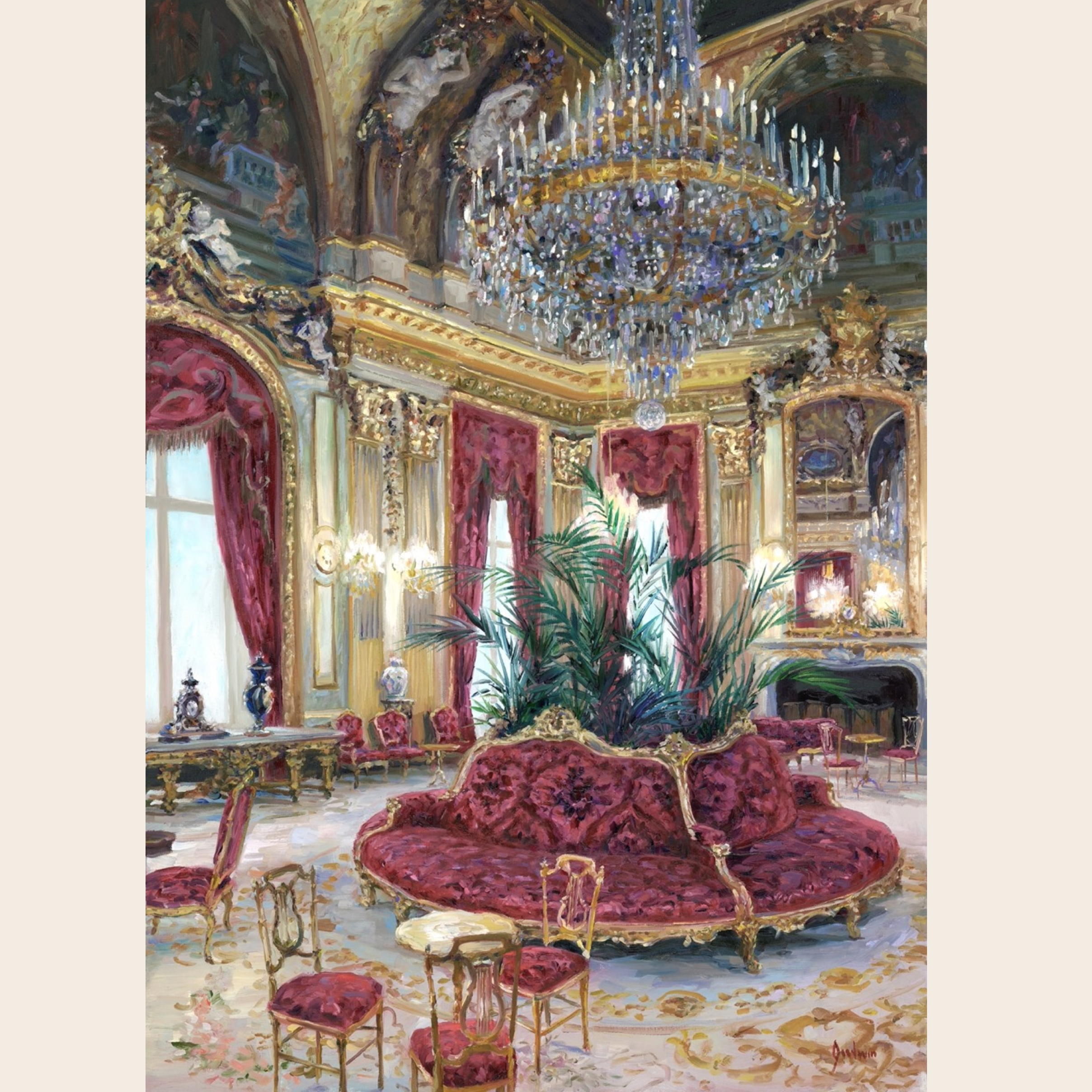 Grand Salon  of Napoleon III, Paris 21x15 inches