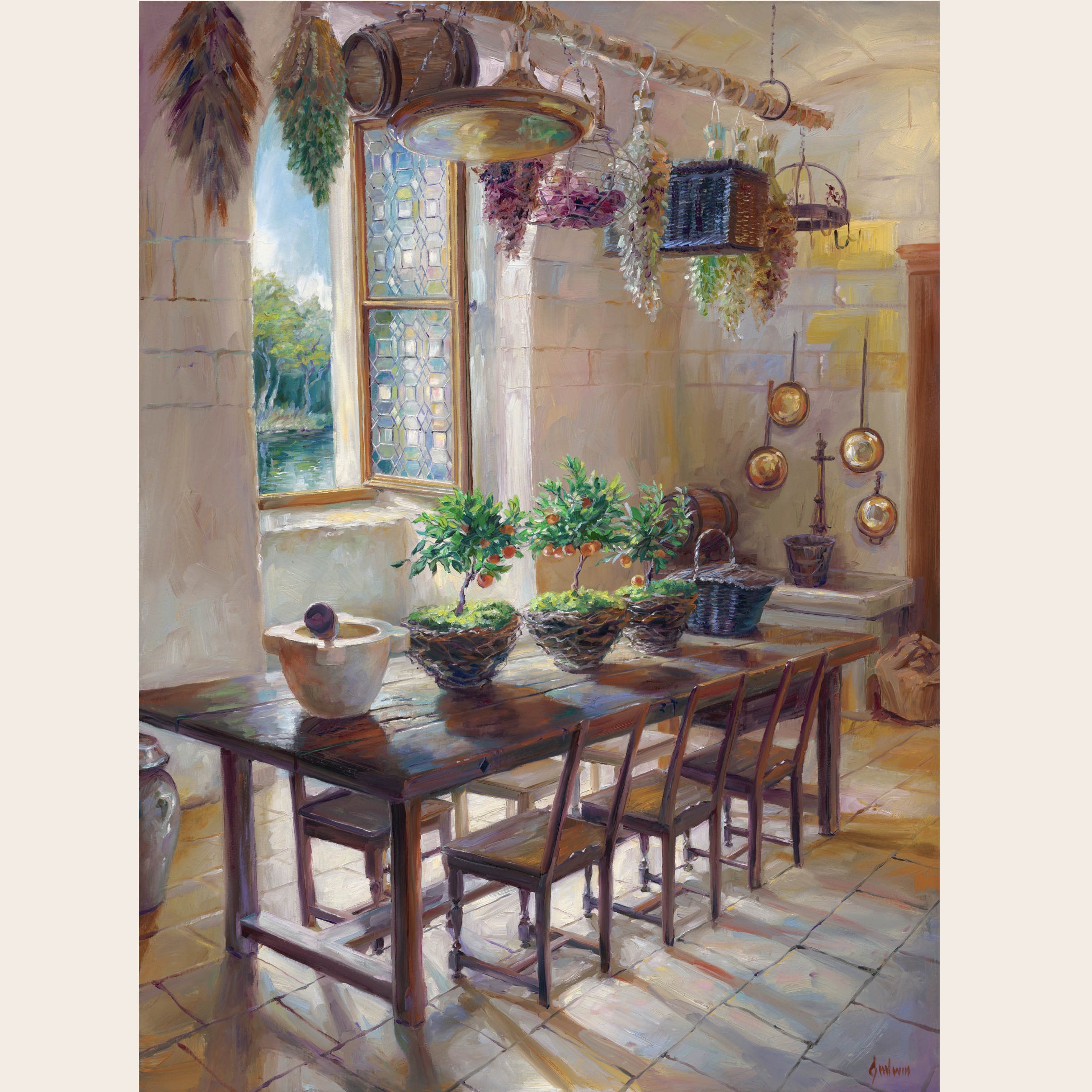 Mullioned Window at Château de Chenonceau, Loire Valley 27.25 x 20 inches