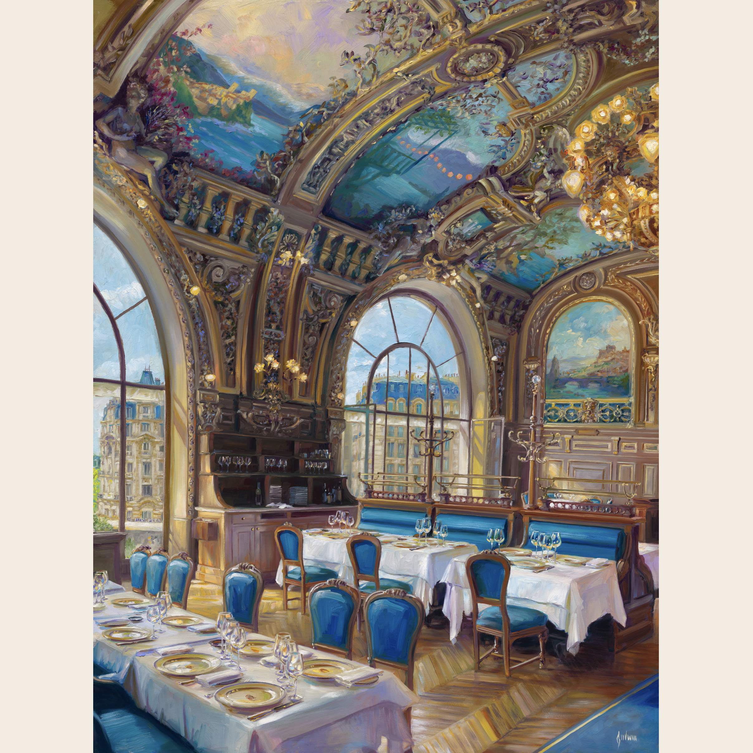 Through the Windows of Le Train Bleu, Paris 20x15 inches