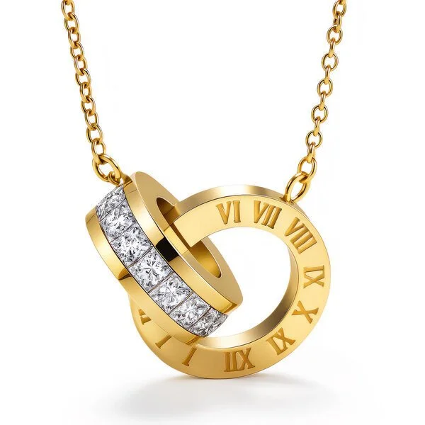 Exquisite Roman Numeral Interlocking Necklace