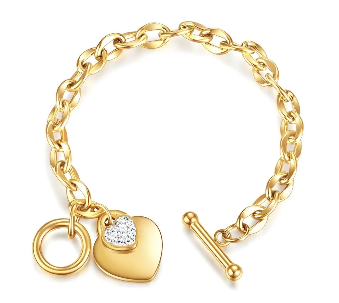 "HEARTS" Bracelet, 18K Gold Plated Steel