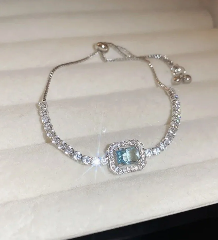 Square Zirconia Silver Bracelet