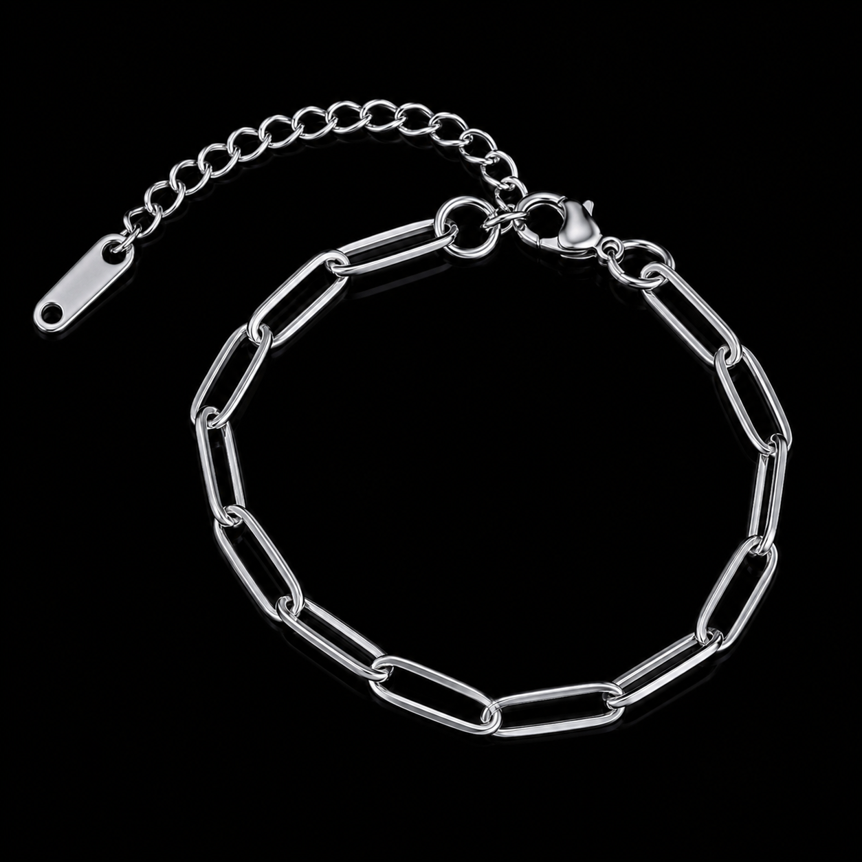 Paperclip Chain Bracelet Stainless Steel Minimalist Geometric Link Bracelet For Women High Polished