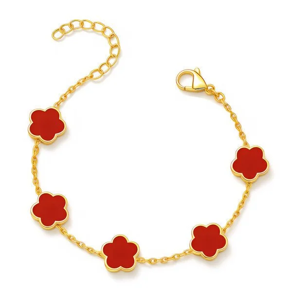 Red Clover Charm Bracelet
