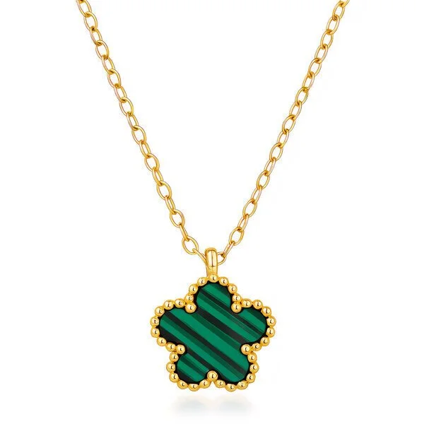 Green Malachite Clover Necklace