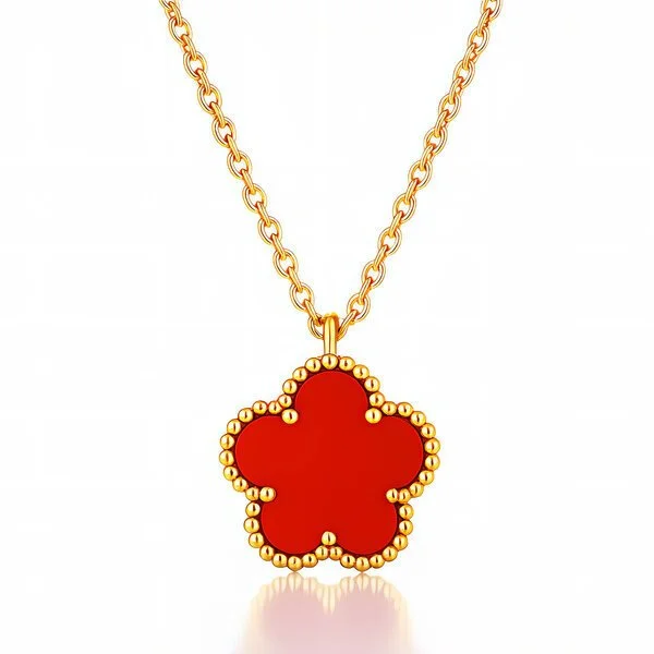 Red Clover Pendant Necklace