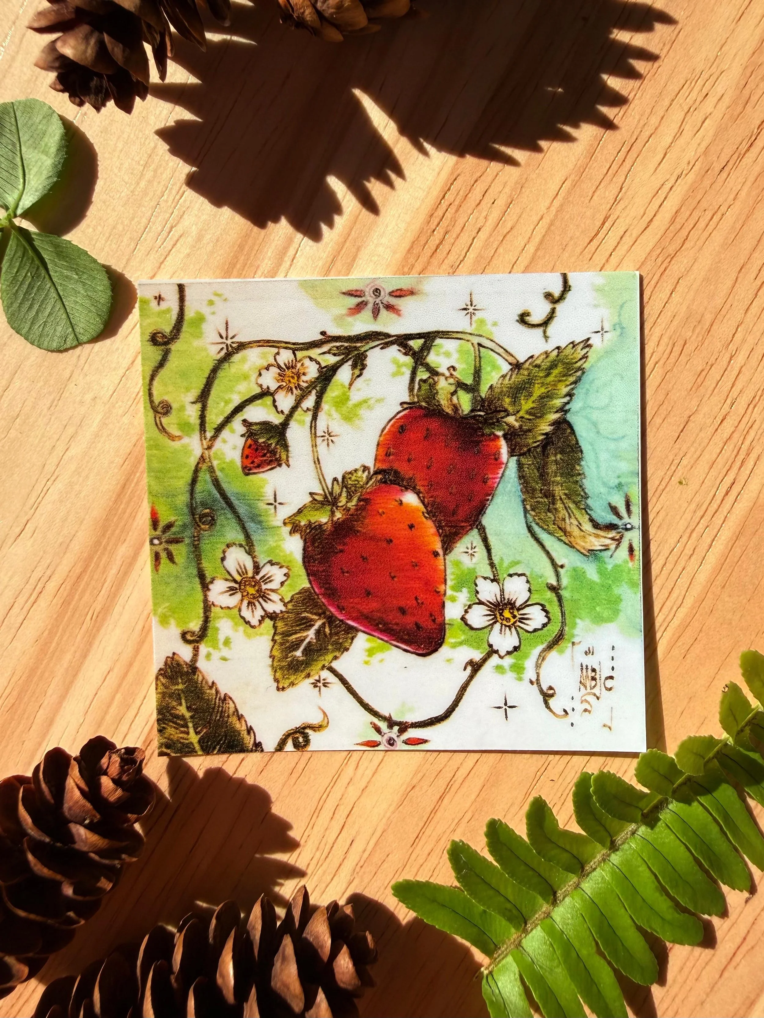 Strawberry woodburning sticker 1.jpeg