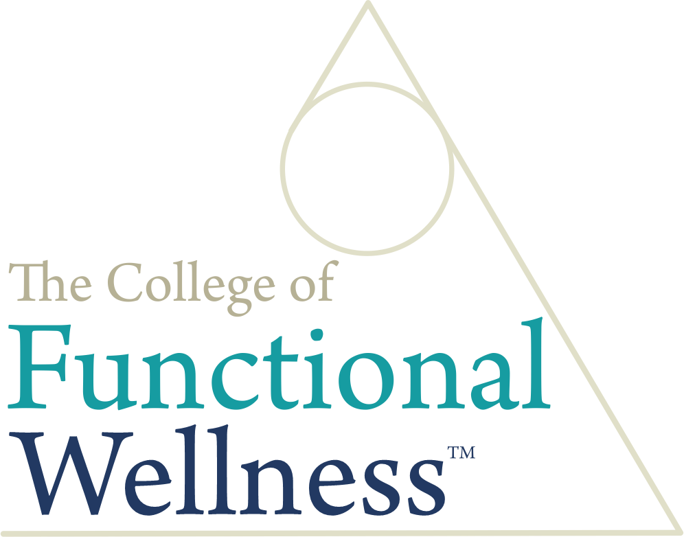 Logo for The College of Functional Wellness, featuring geometric shapes and stylized text.