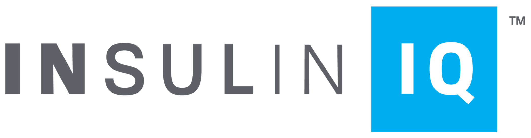 Insulin IQ logo with black text and a blue square containing the white letters 'IQ' on the right.