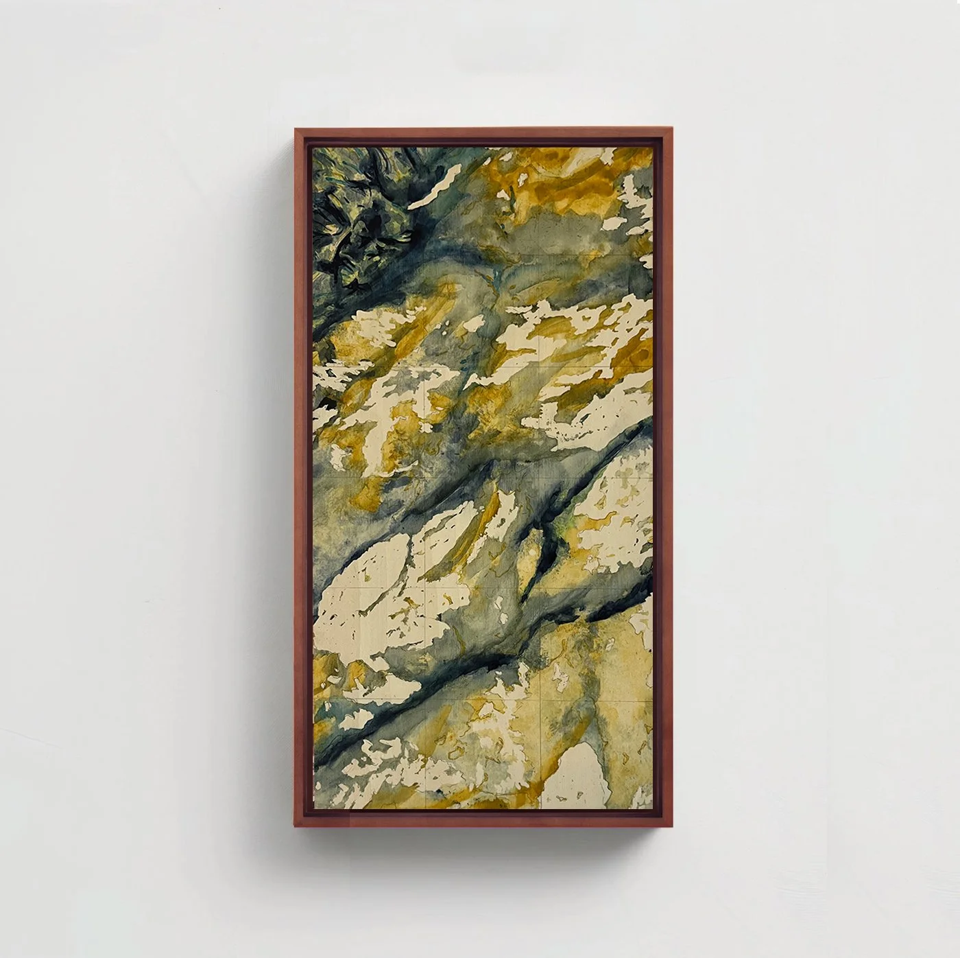 Lichen on Stone Yellow | Watercolor on Panel | 6 x 12 inches