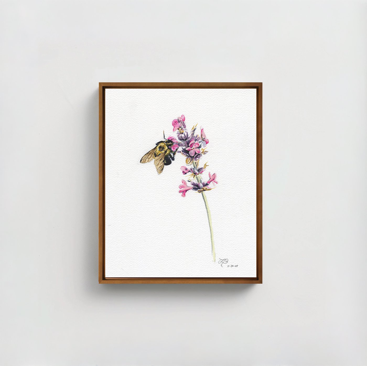 Lavender and Bee | Watercolor on Paper | 8 x 10 inches