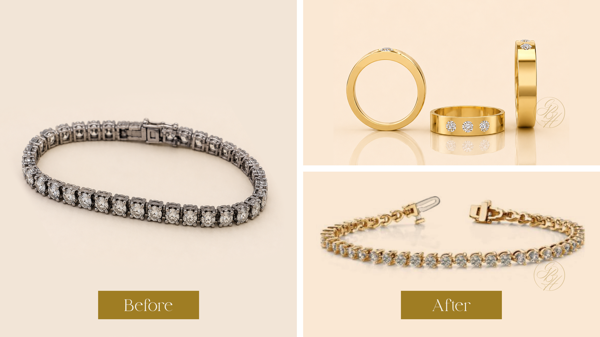 Before and after estate bracelet transformation