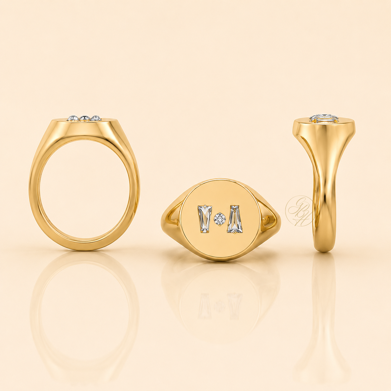 Sample design of signet ring with gold material, designed by GBH 