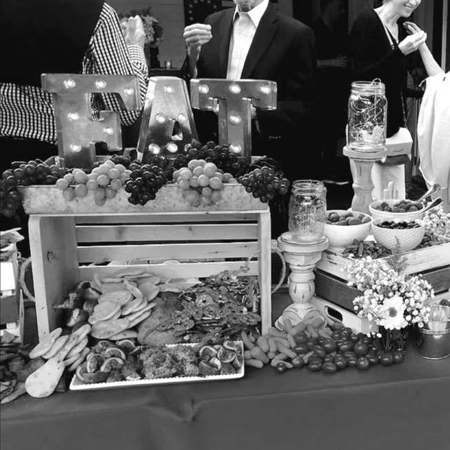 Custom grazing table designed and built by Allyssa DelPiano — hands-on creative work beyond marketing