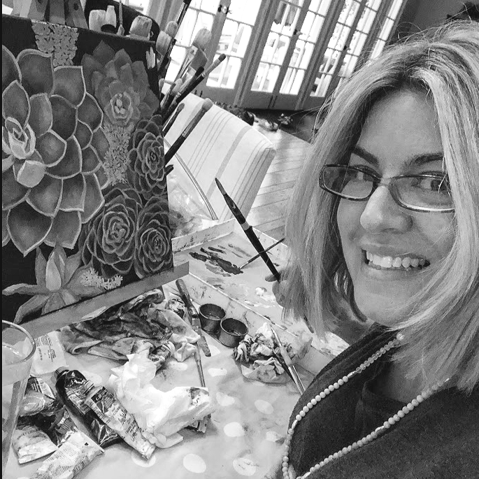 Allyssa DelPiano painting another succulent painting for a client