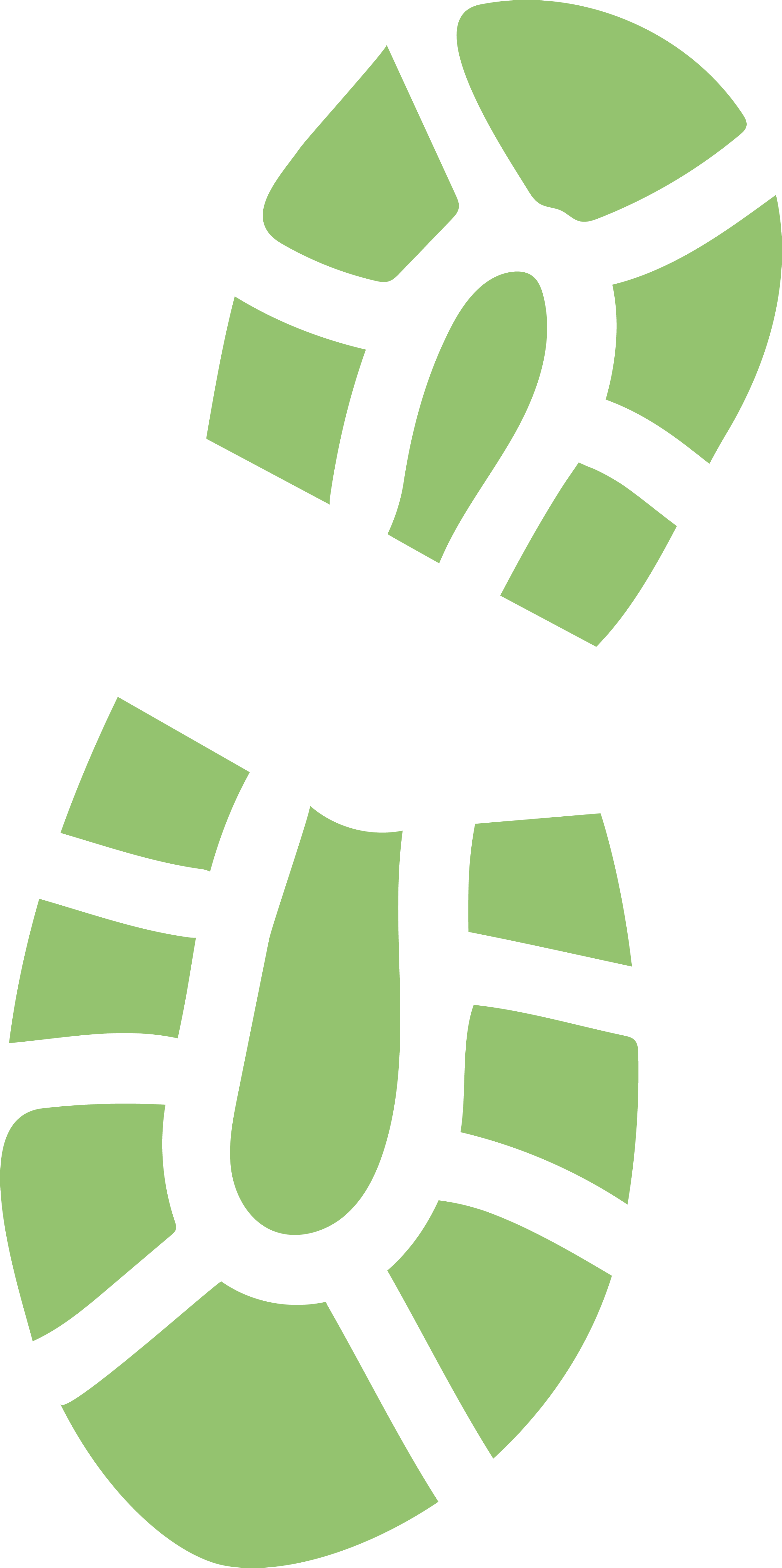 A stylized green foot print.