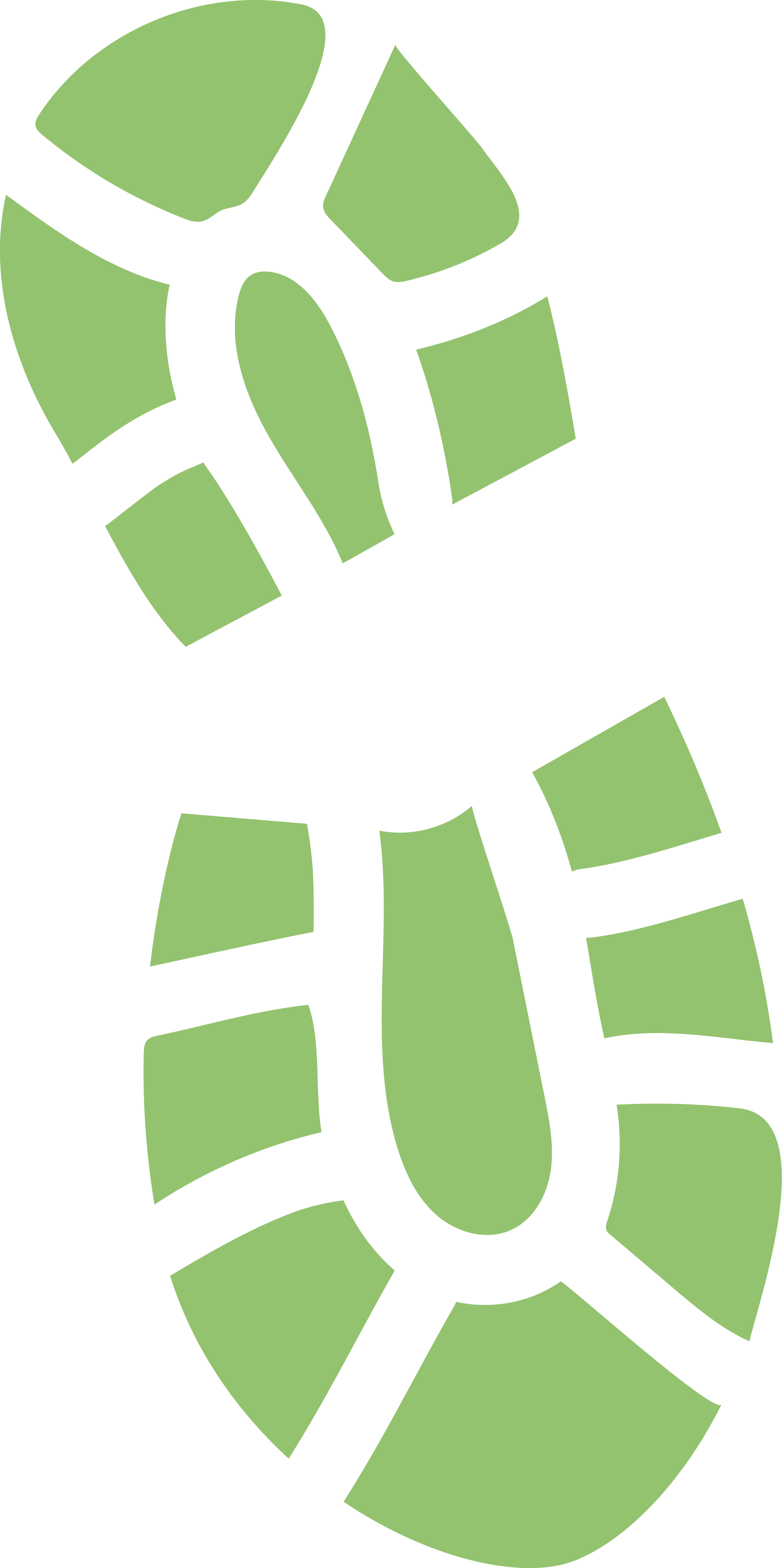 A stylized green foot print.