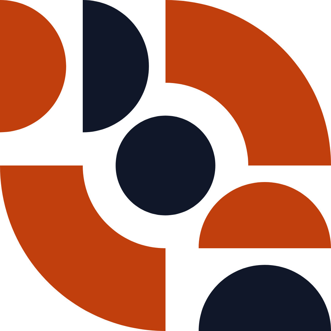 Abstract geometric pattern with orange, black, and dark blue shapes.