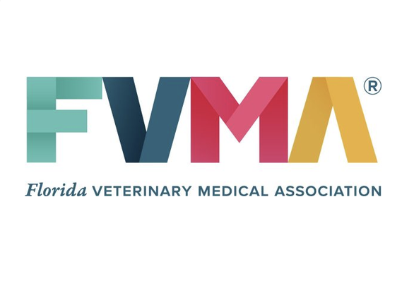 Logo of the Florida Veterinary Medical Association, with the acronym FMVA in colorful letters and the full name written below.