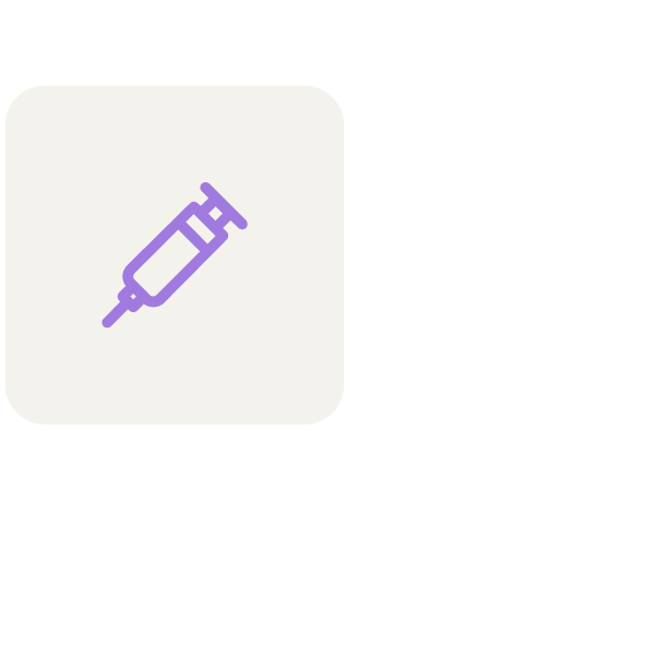 Icon of a purple syringe on a light gray background.