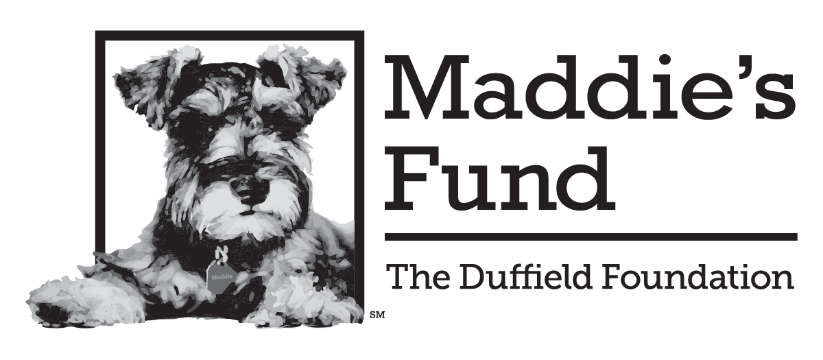 Logo for Maddie's Fund featuring a grayscale illustration of a dog and the text 'Maddie's Fund' and 'The Duffield Foundation'.
