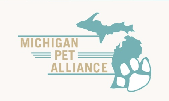 Logo for Michigan Pet Alliance, with a paw embedded in the shape of the state of Michigan