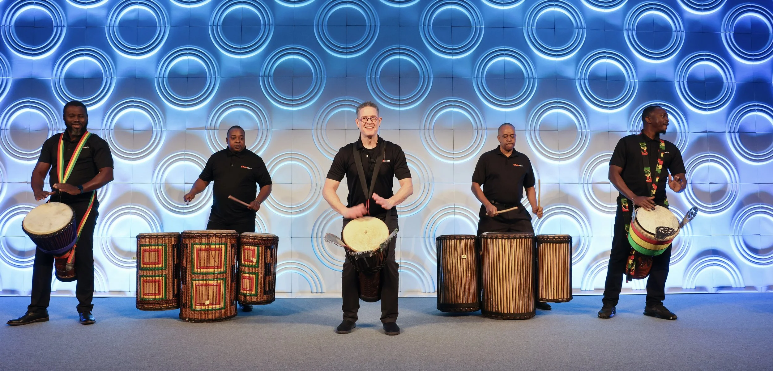 Taylor and his Sewa Beats specialists performing at a corporate event - contact Taylor for more information on having Sewa Beats at your Corporate Team Building Event!