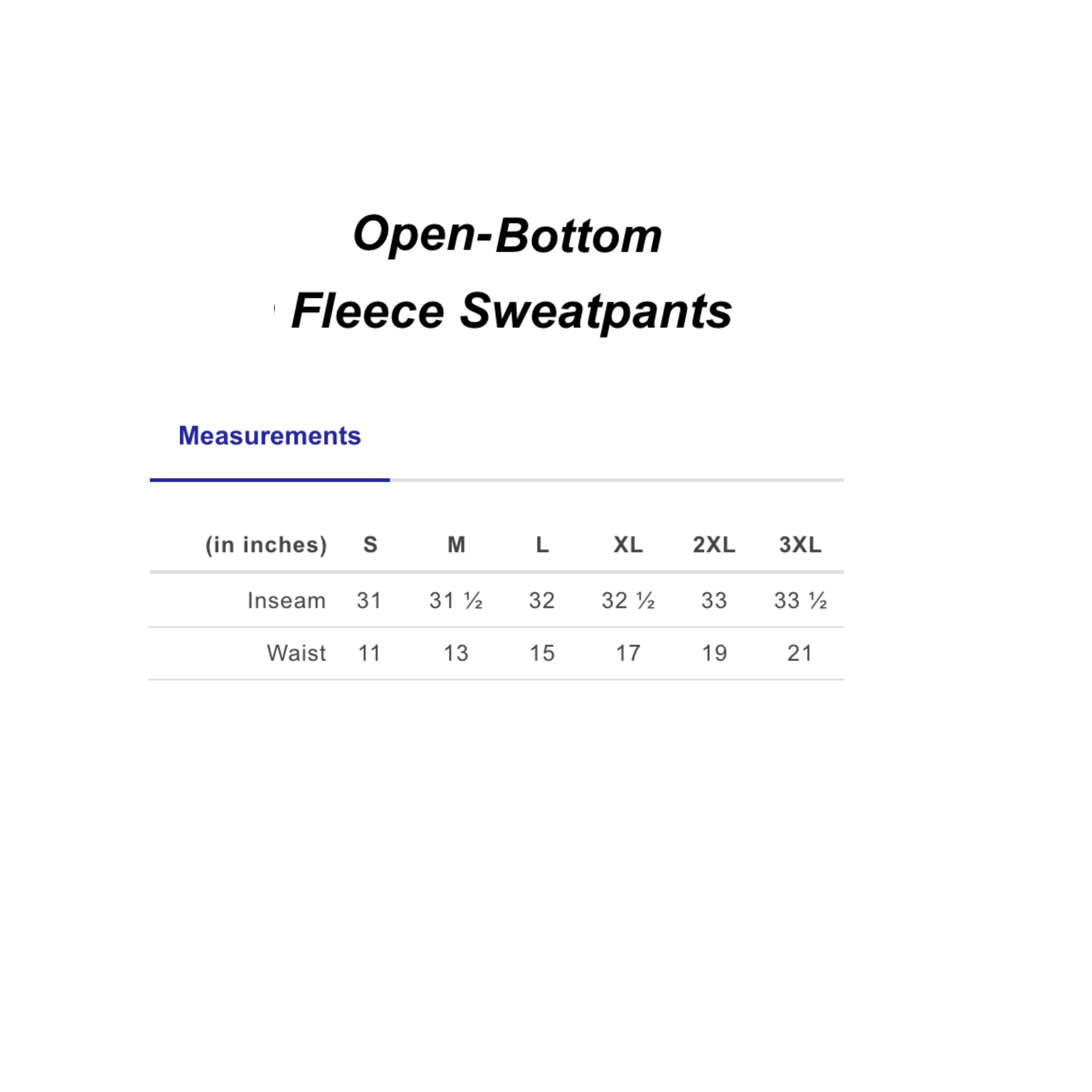 K1 Karate Open Bottom sweatpants size chart.png