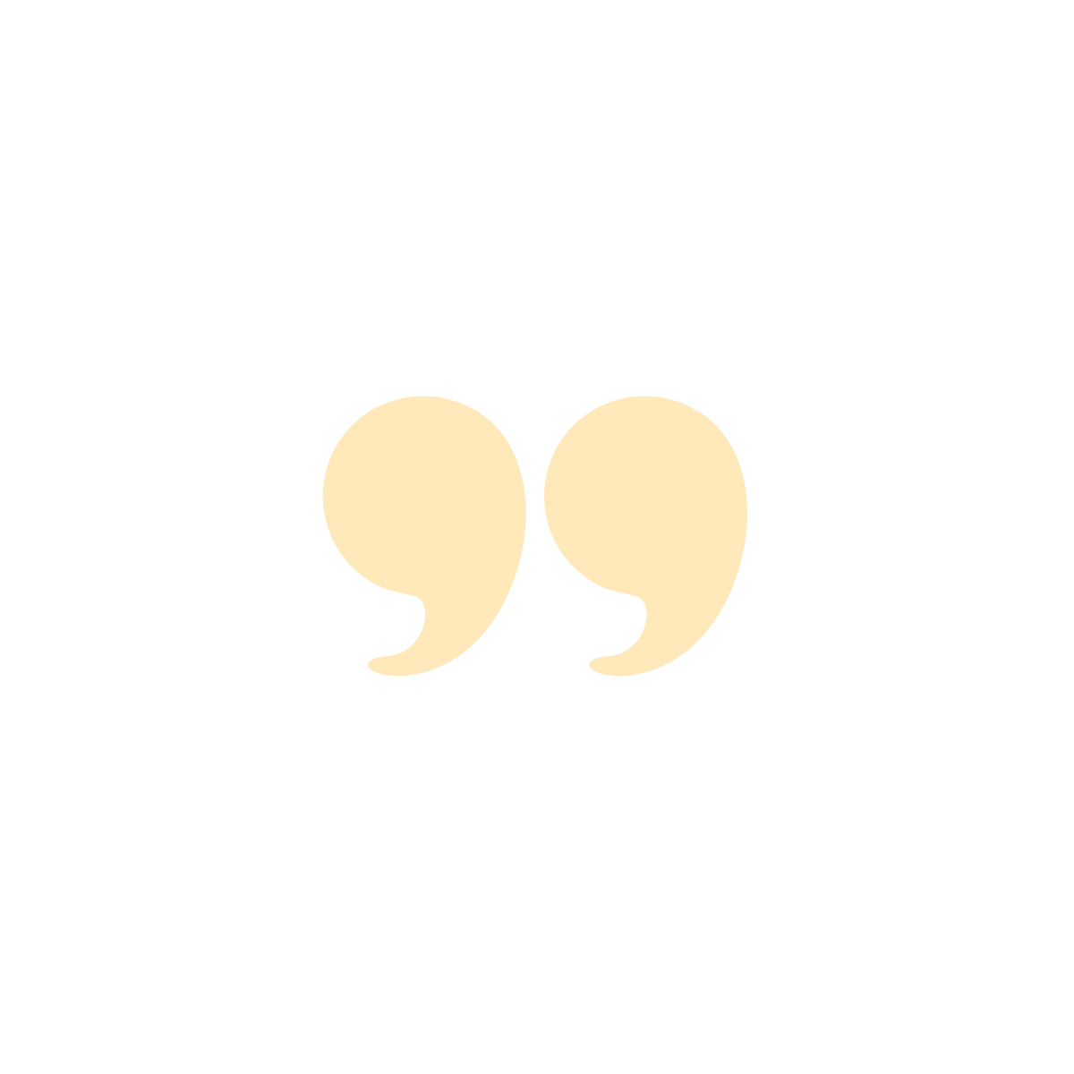Quotation mark icon with quote marks in the center.