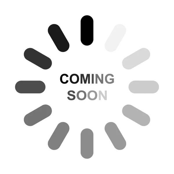 A loading circle graphic with the words "COMING SOON" in the center.
