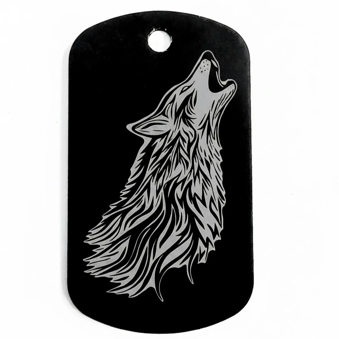CLEARANCE/MISPRINT Metal Dog Tag - Howling Wolf