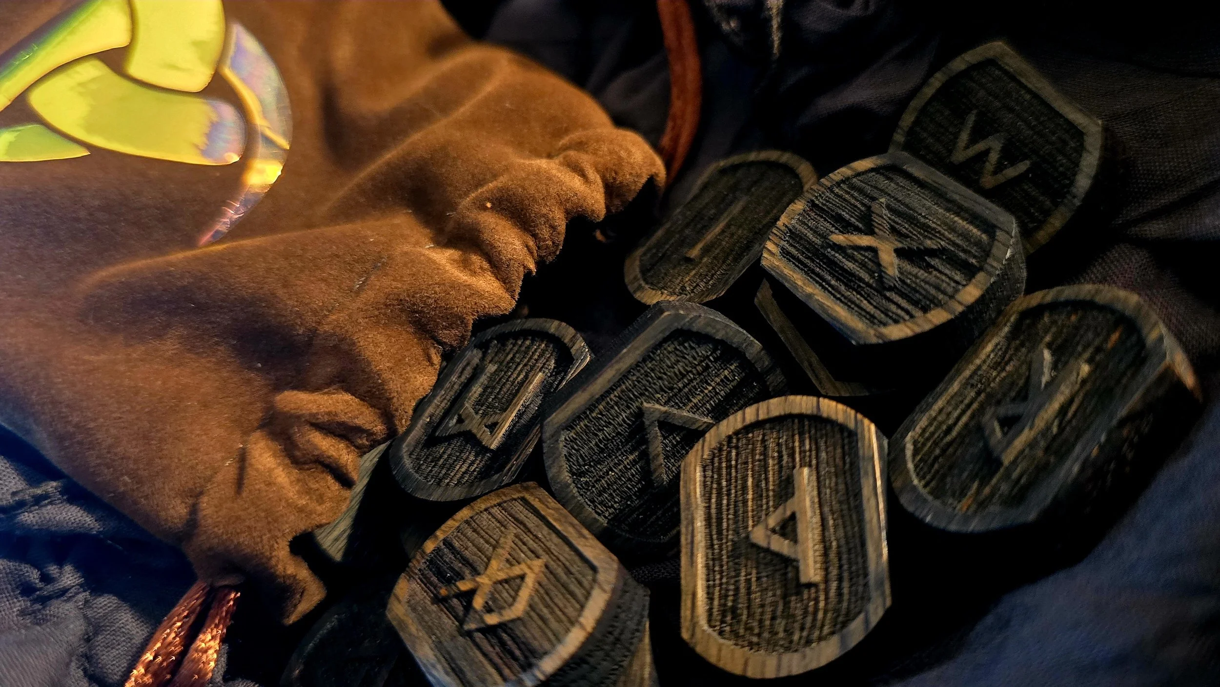 CLEARANCE- Elder Futhark Solid Oak Runes with Reading Sheet
