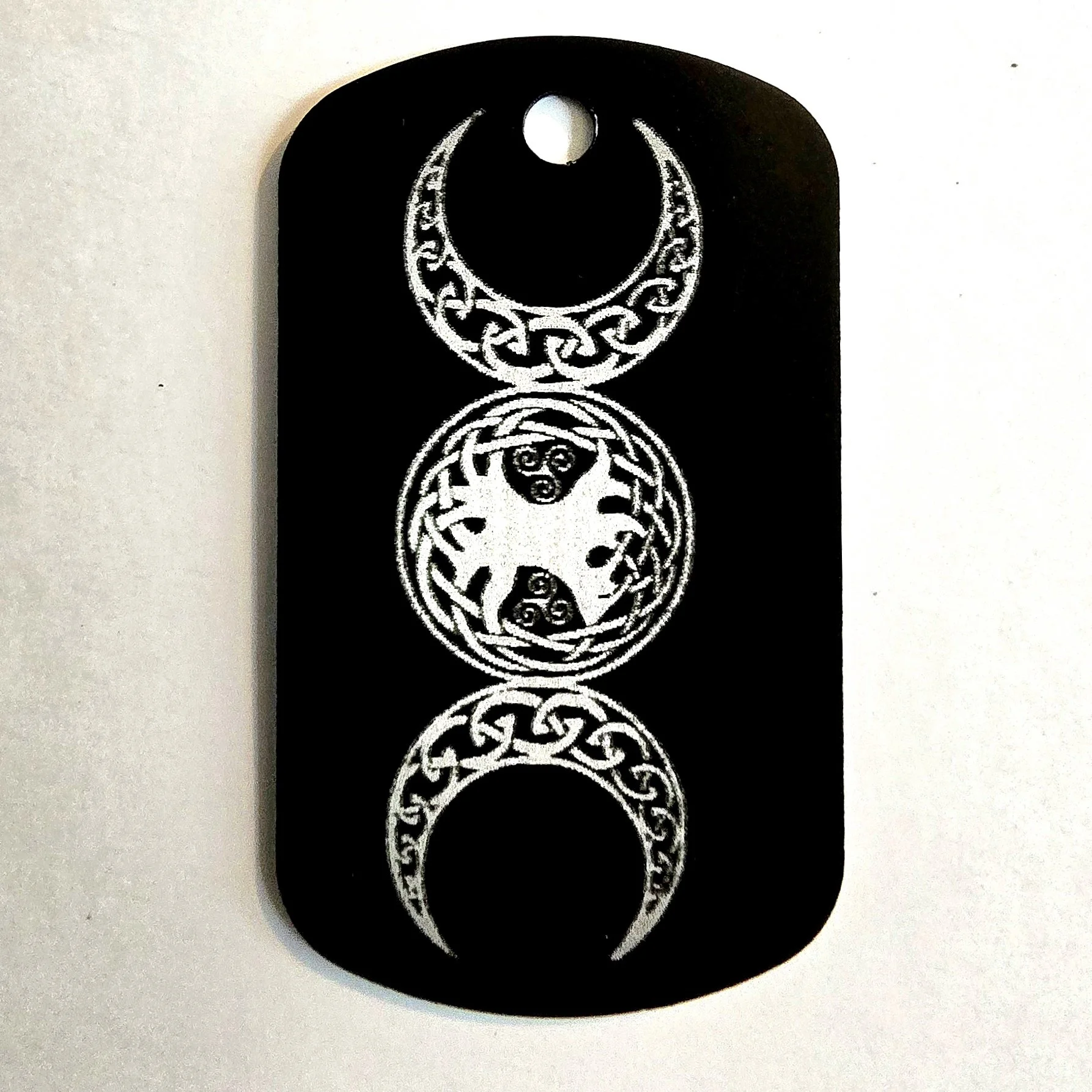CLEARANCE/MISPRINT Metal Dog Tag - Triple Moon/Yggdrasil