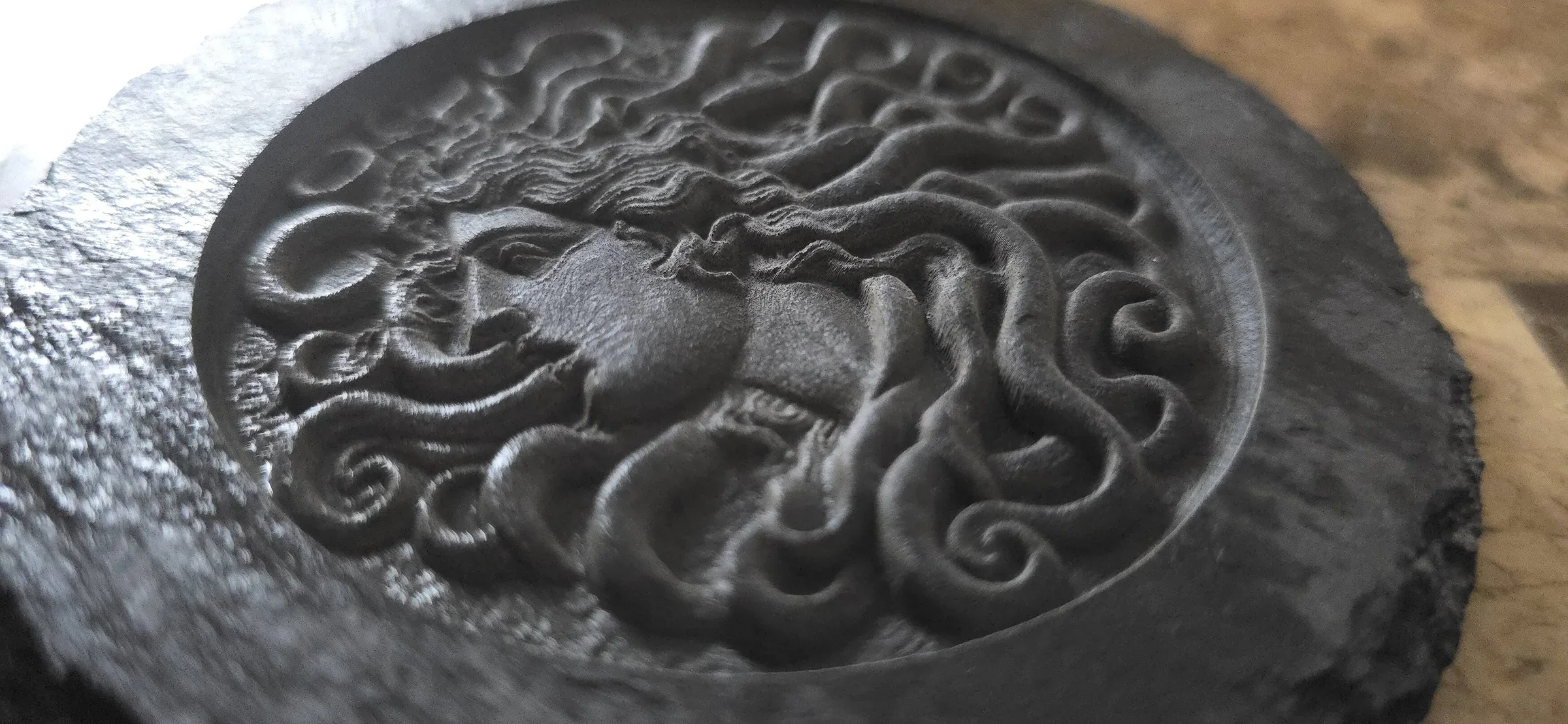 Medusa Depth Engraving in Slate