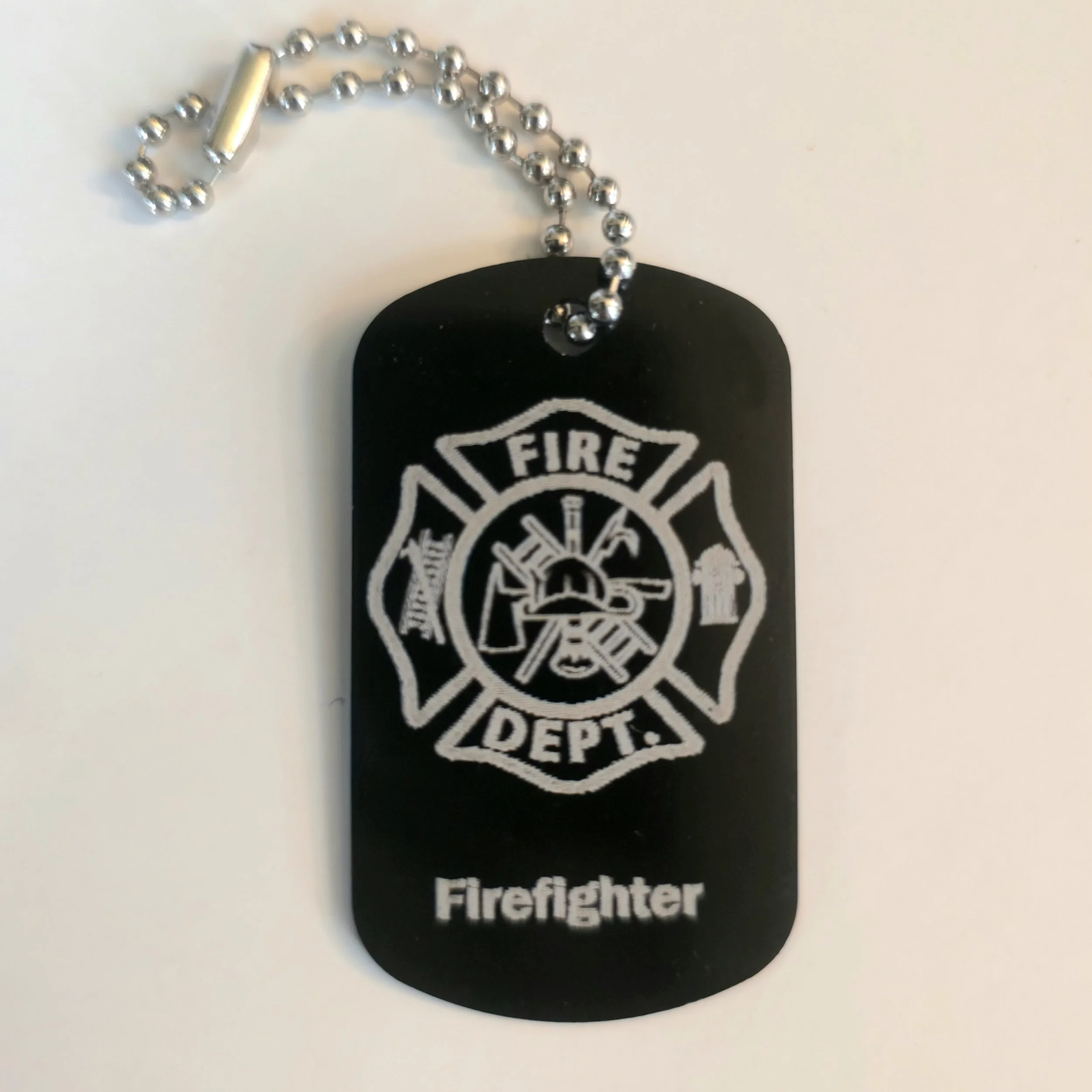 CLEARANCE/MISPRINT Metal Dog Tag - Maltese Cross Fireman's Emblem