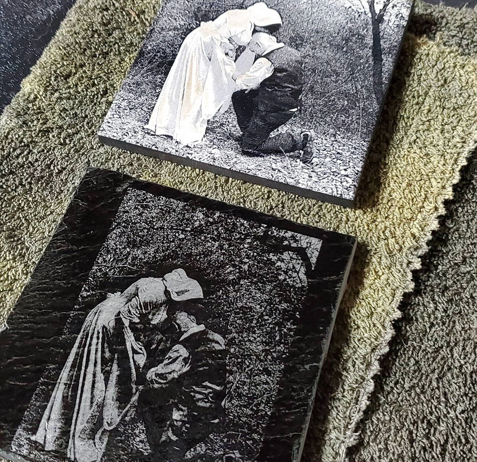 Custom Wedding Images on ceramic and unground slate