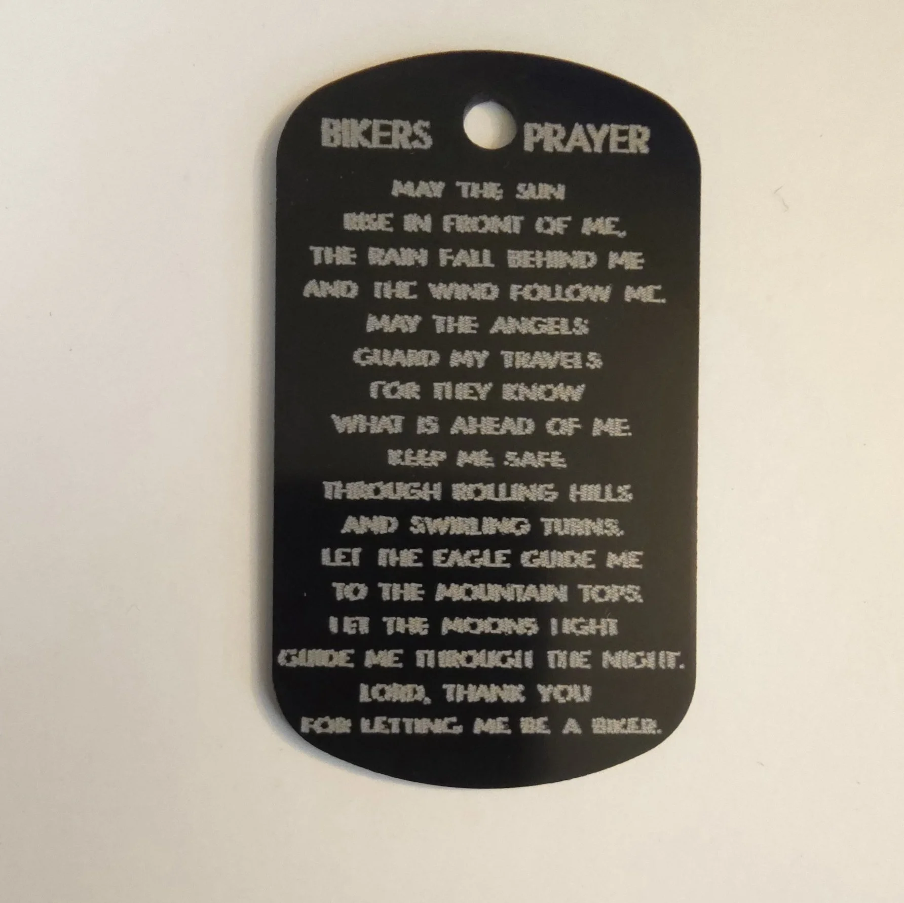 CLEARANCE/MISPRINT Metal Dog Tag - Biker's Prayer