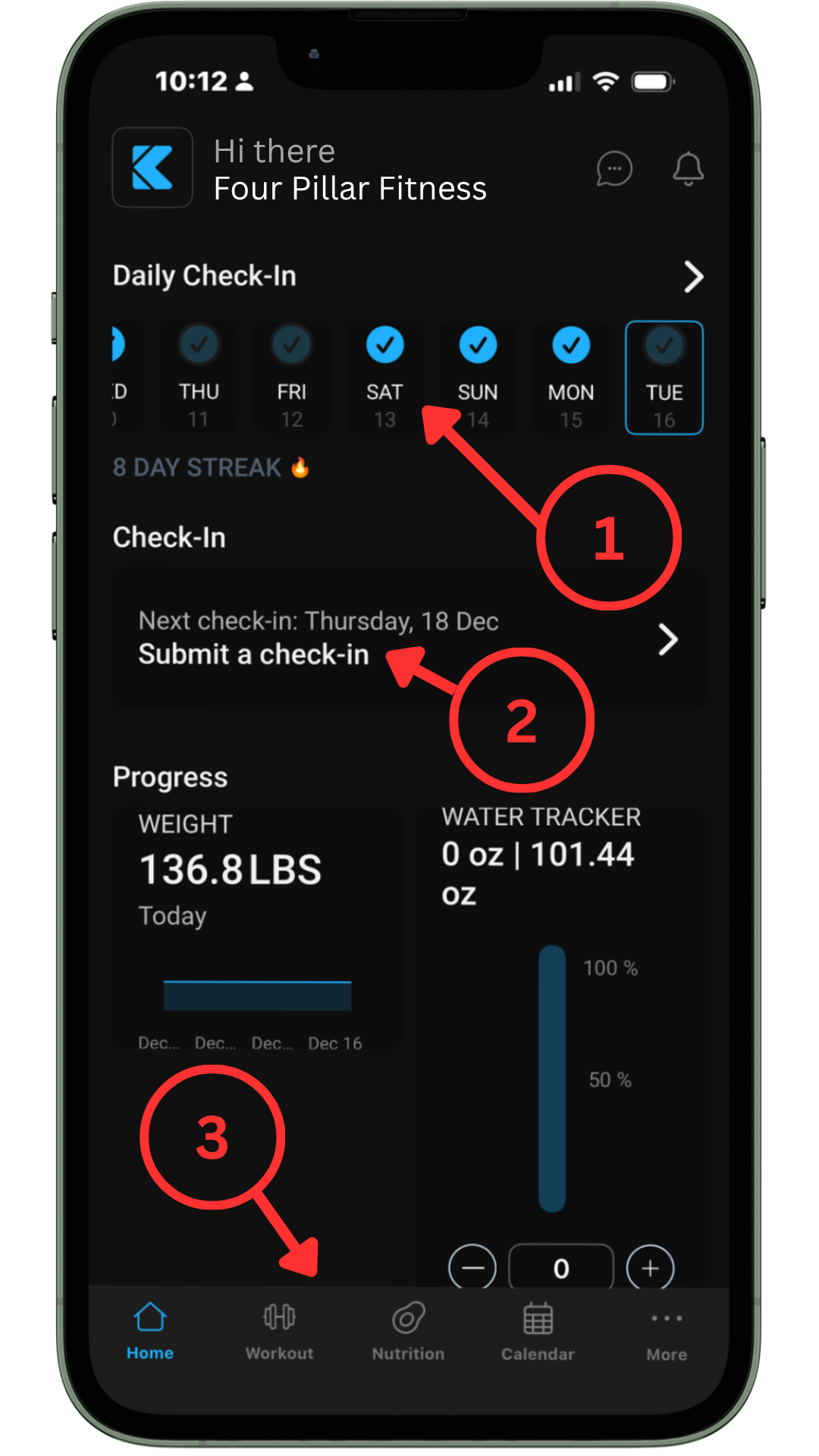 4P Fitness / Kahunas Mobile App Walkthrough - Dashboard page
