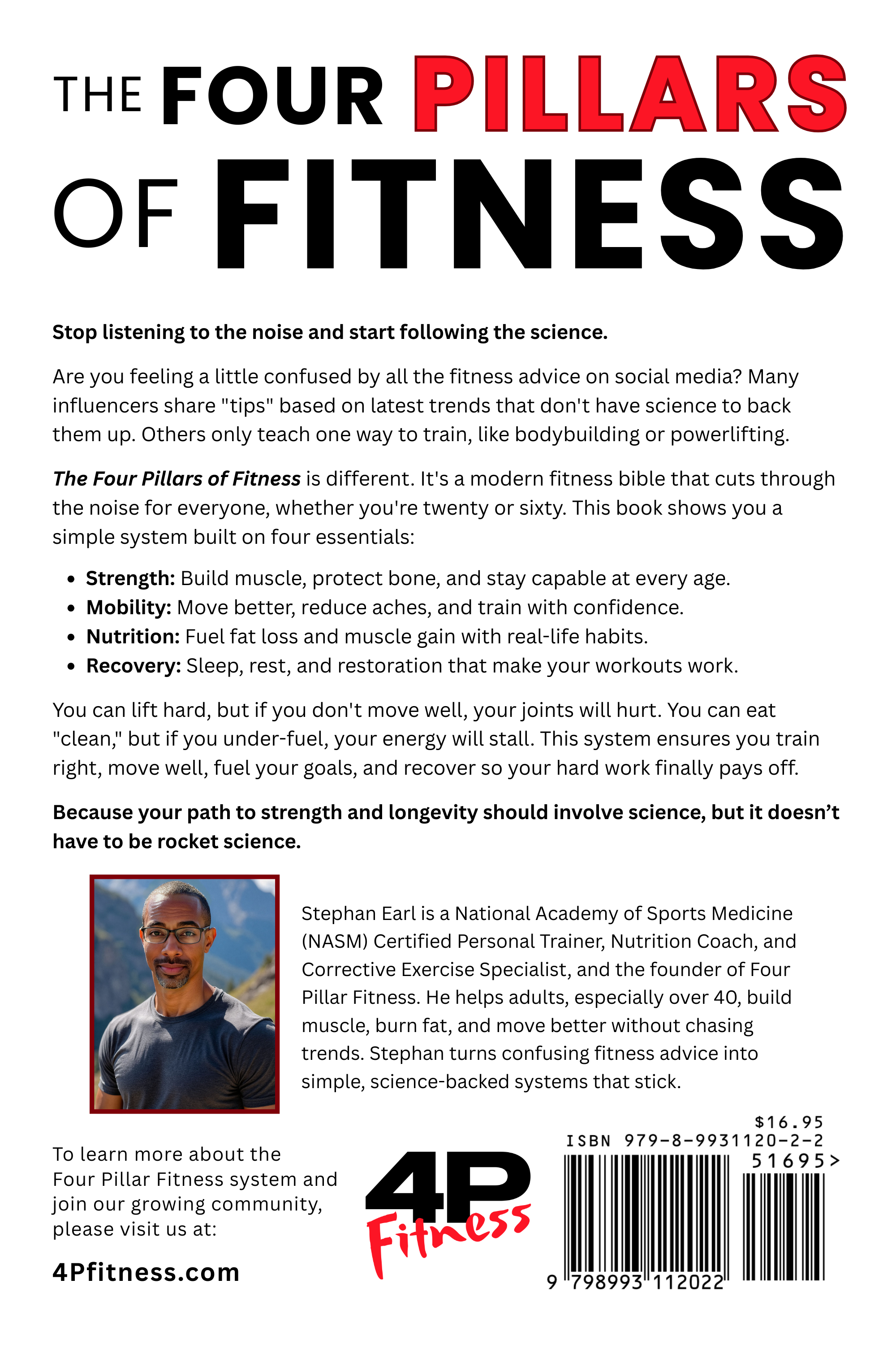 The Four Pillars of Fitness Book by Stephan Earl Rear Cover