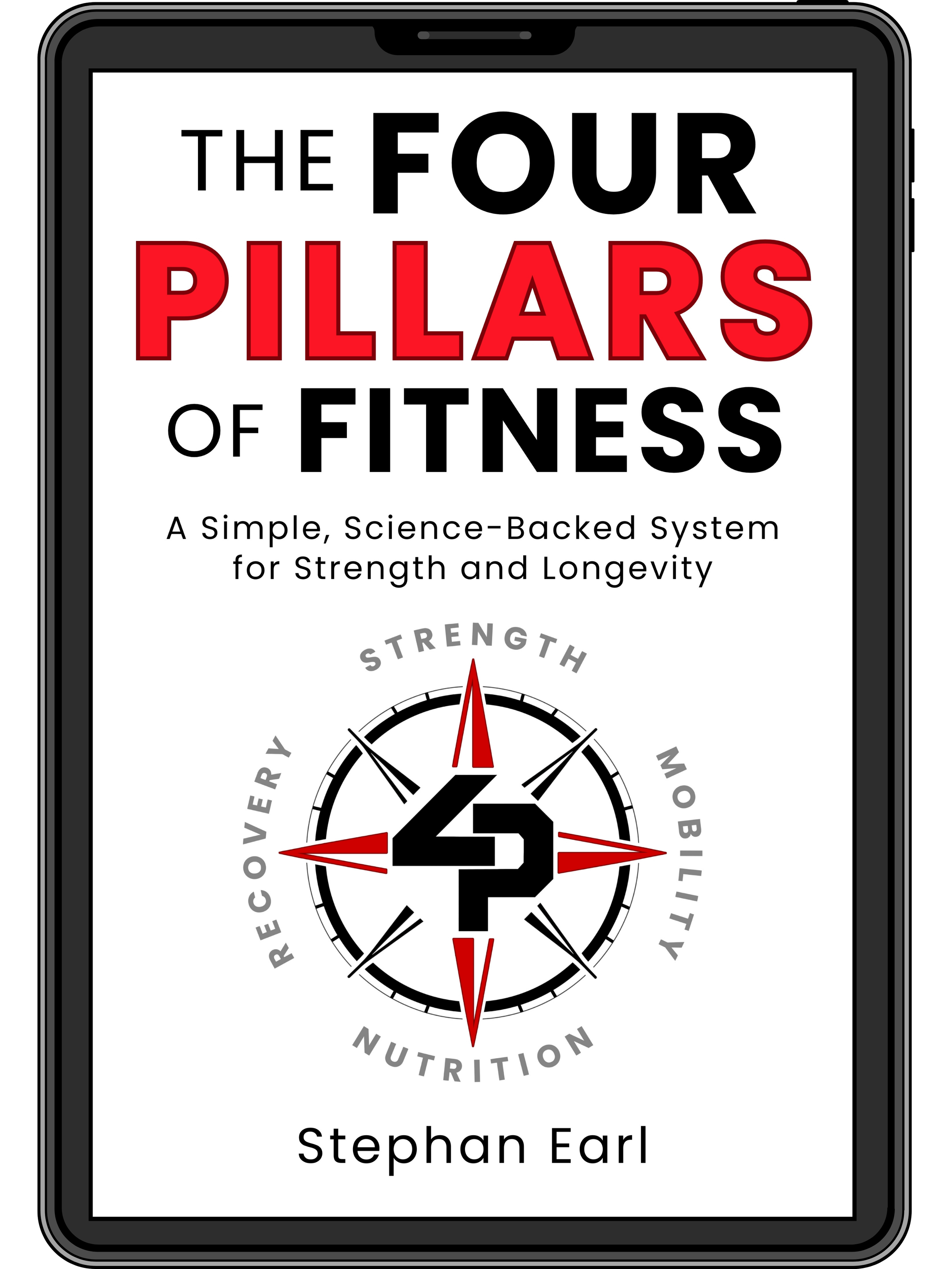 iPad cover of The Four Pillars of Fitness book written by Fitness coach Stephan Earl