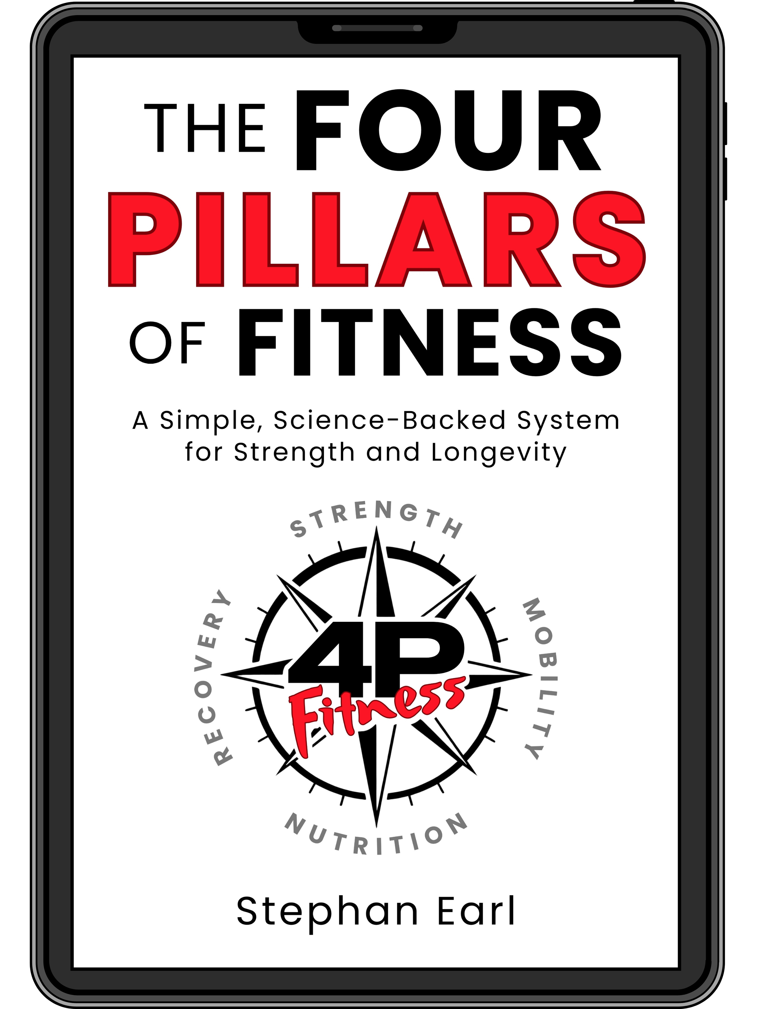 iPad cover of The Four Pillars of Fitness book written by Fitness coach Stephan Earl